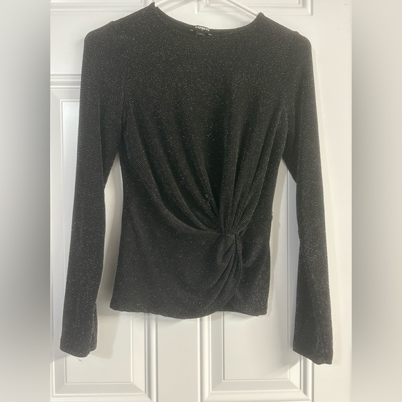 Express Tops - Express Elegant Black Twist-Front Top✨